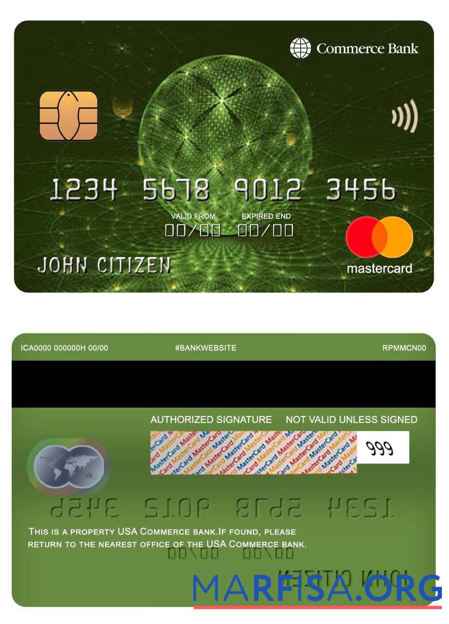 Printable USA Commerce bank mastercard example